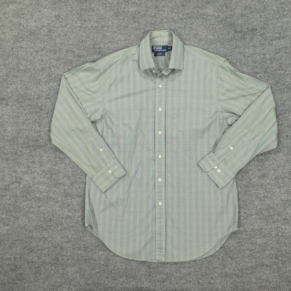 Polo Ralph Lauren Dress Shirt Mens 16 Green Check Regent Classic Long Sleeve